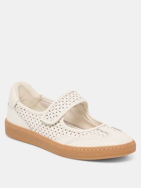 Nanet White Perforated Mary Jane Leather Sneakers - NWT - size 7 - athletic